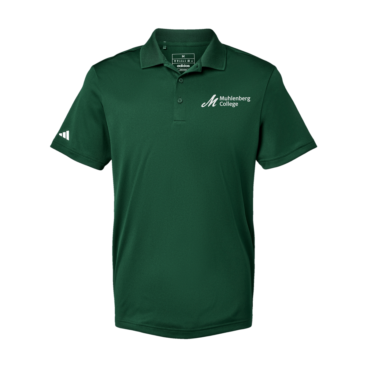 muhlenberg-adidas-mens-sport-polo-shirt-embroidery-leftchest-A430-collegiategreen-flat-front