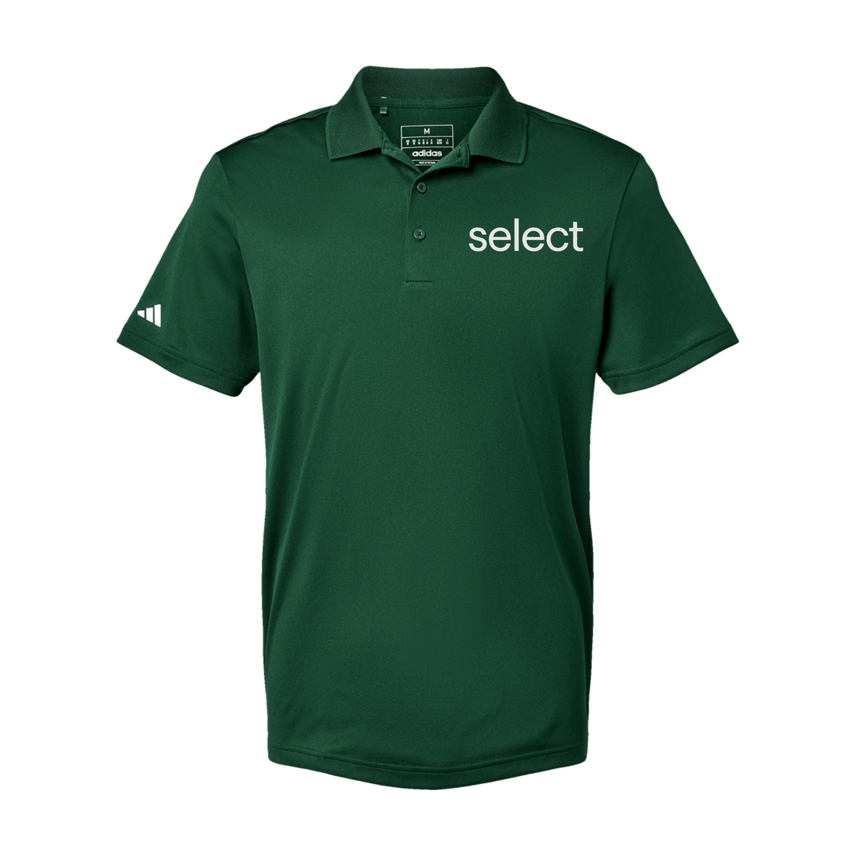 meetselect-adidas-mens-sport-polo-shirt-embroidery-leftchest-A430-collegiategreen-flat-front