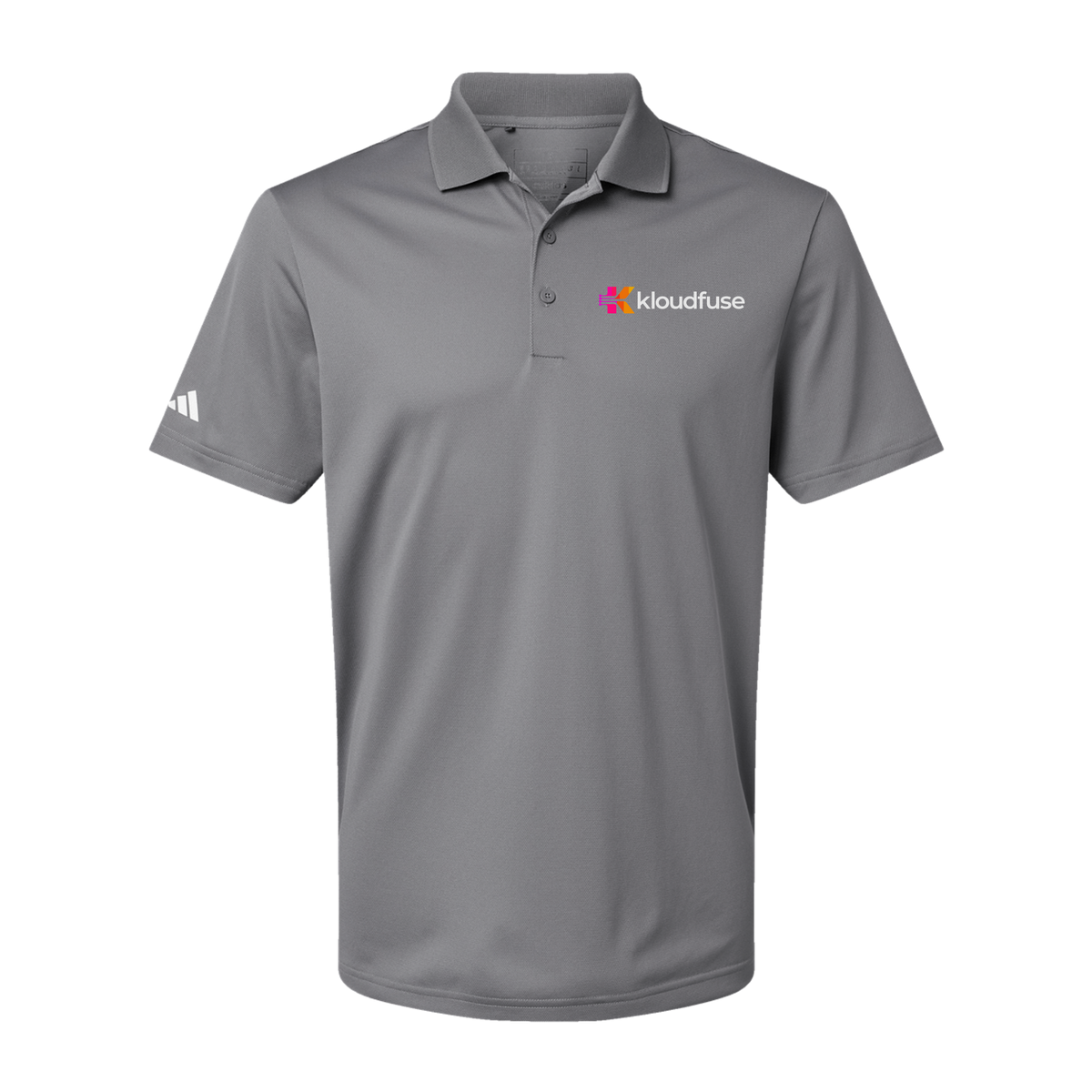 kloudfuse-adidas-mens-sport-polo-shirt-embroidery-leftchest-A430-greythree-flat-front