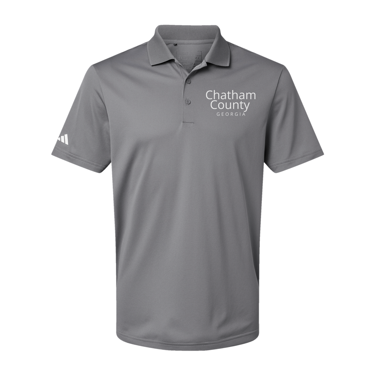 chathamcounty-adidas-mens-sport-polo-shirt-embroidery-leftchest-A430-greythree-flat-front