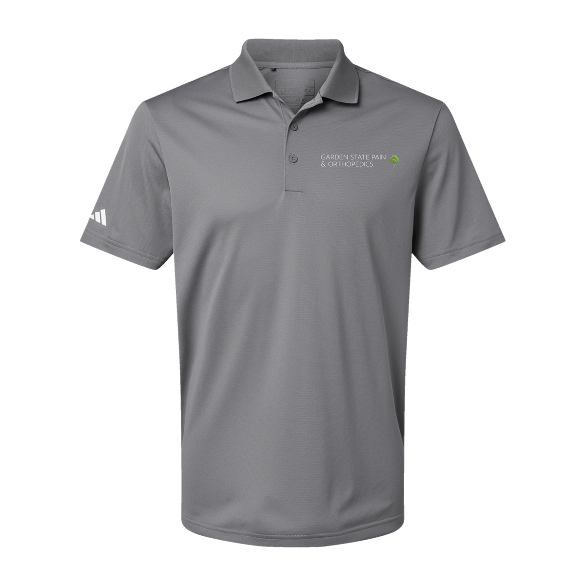 gardenstatepain-adidas-mens-sport-polo-shirt-embroidery-leftchest-A430-greythree-flat-front