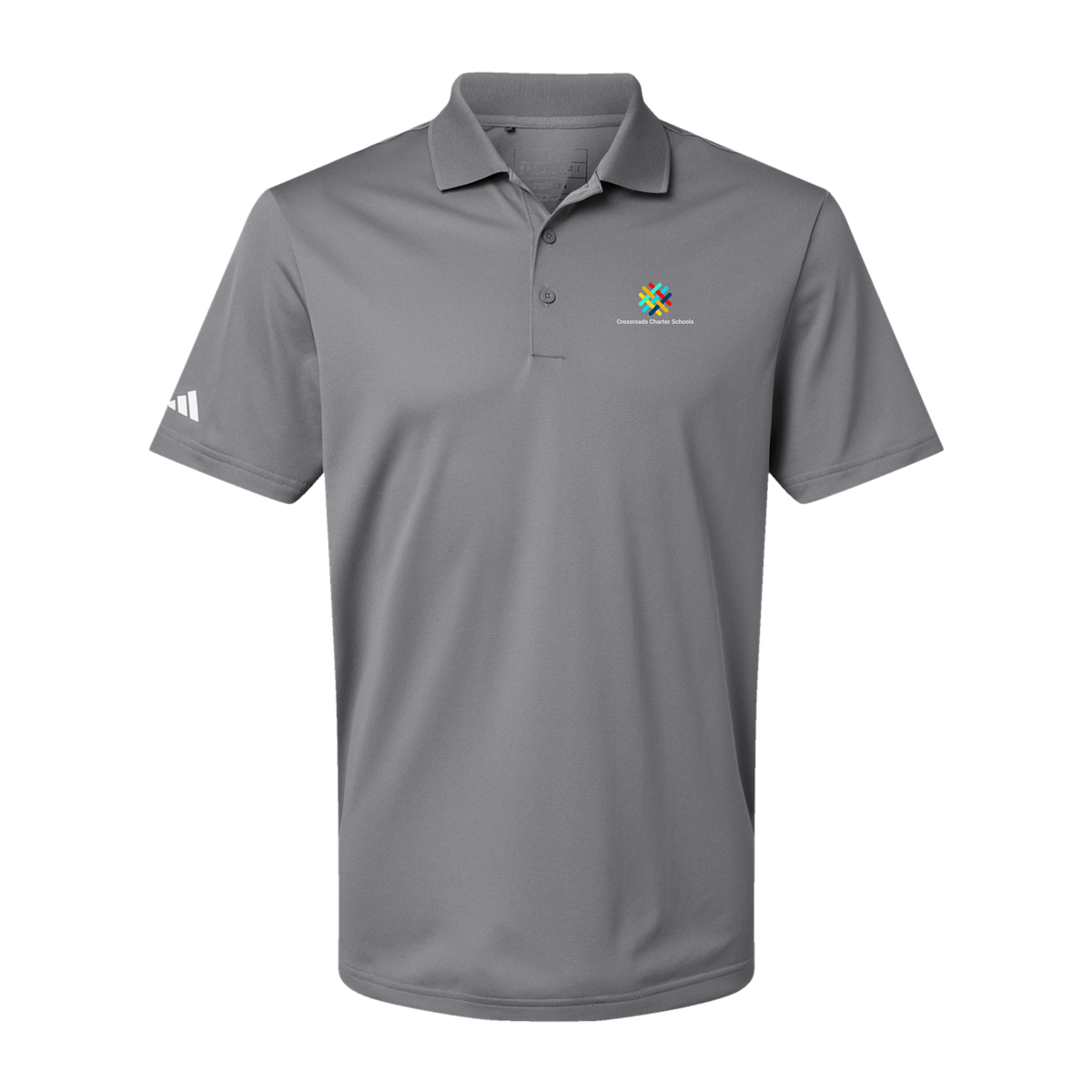 crossroadsschoolskc-adidas-mens-sport-polo-shirt-embroidery-leftchest-A430-greythree-flat-front