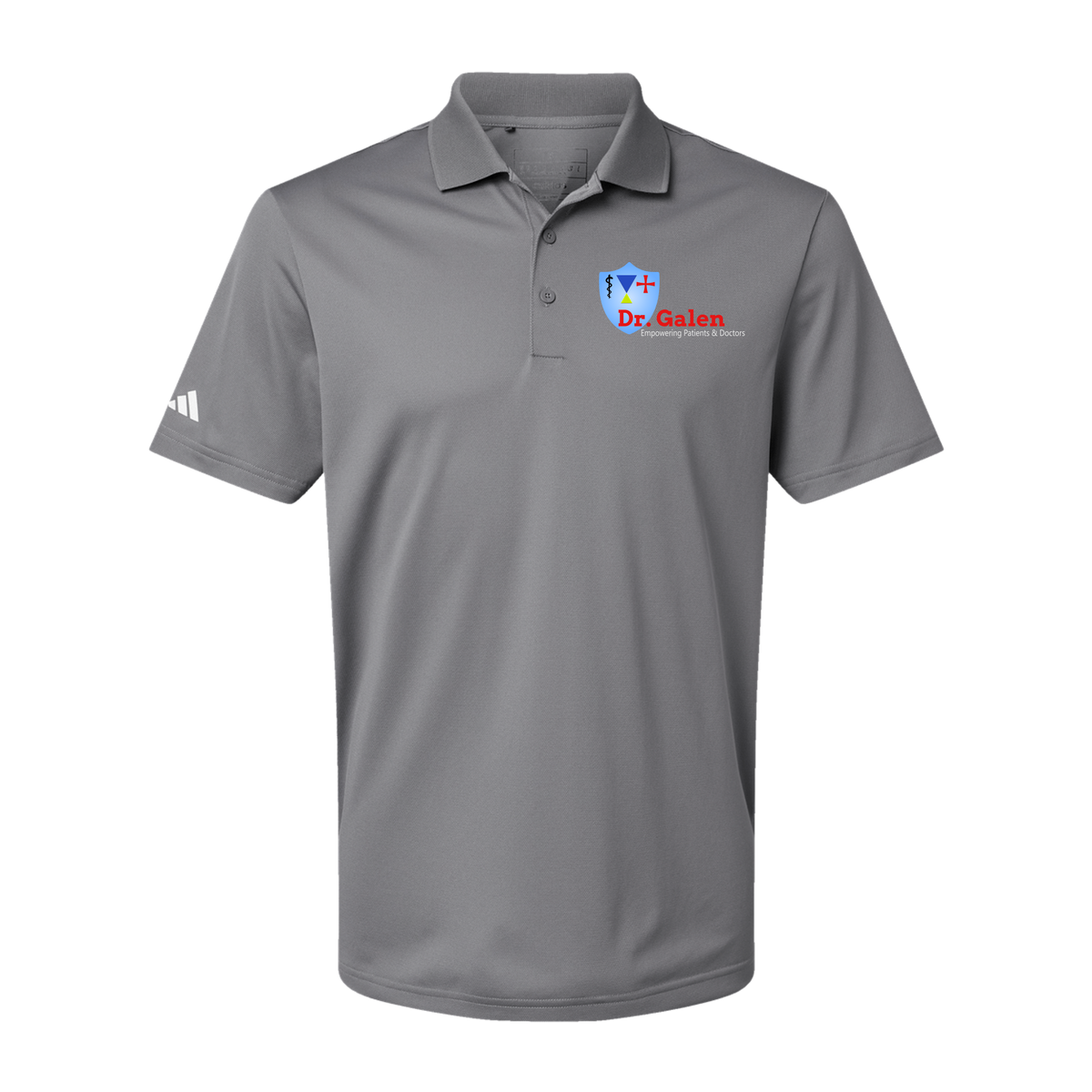 drgalen-adidas-mens-sport-polo-shirt-embroidery-leftchest-A430-greythree-flat-front