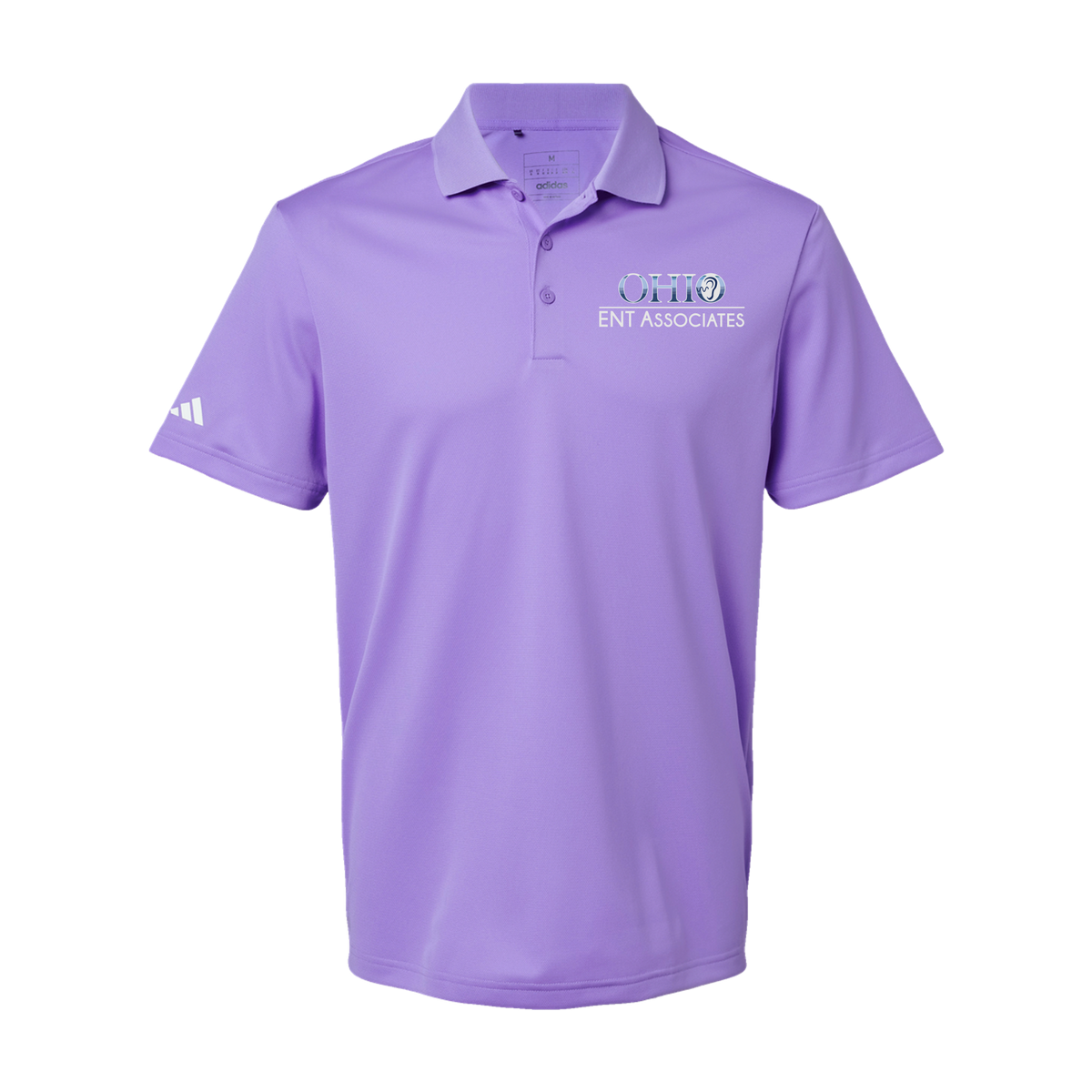 ohioentaudiology-adidas-mens-sport-polo-shirt-embroidery-leftchest-A430-lightflashpurple-flat-front