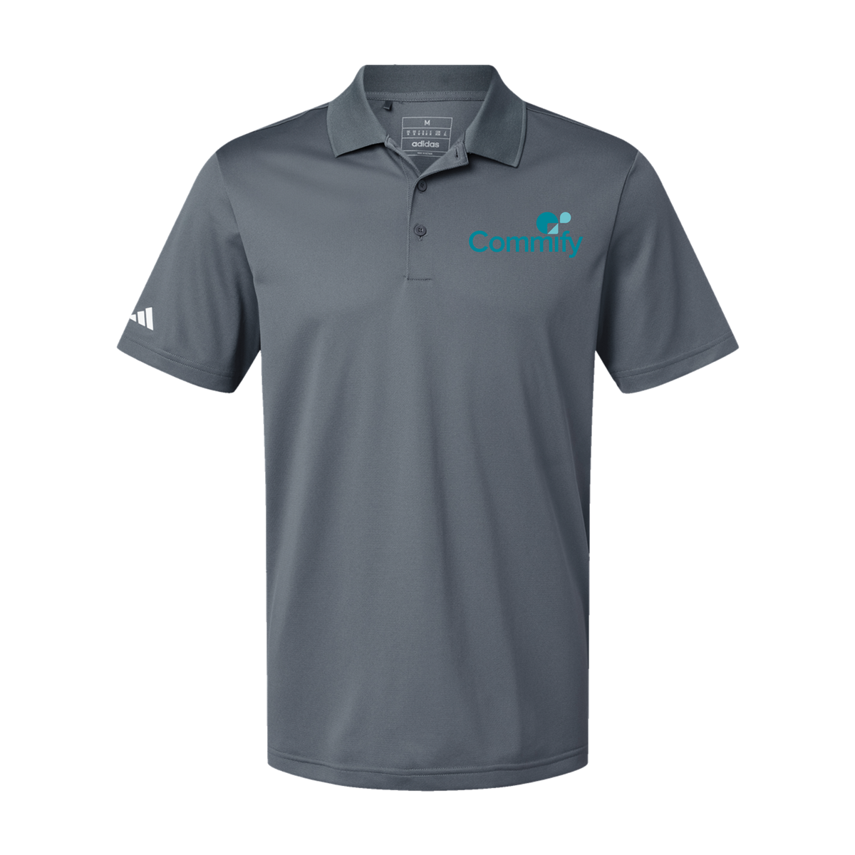 commify-adidas-mens-sport-polo-shirt-embroidery-leftchest-A430-onix-flat-front