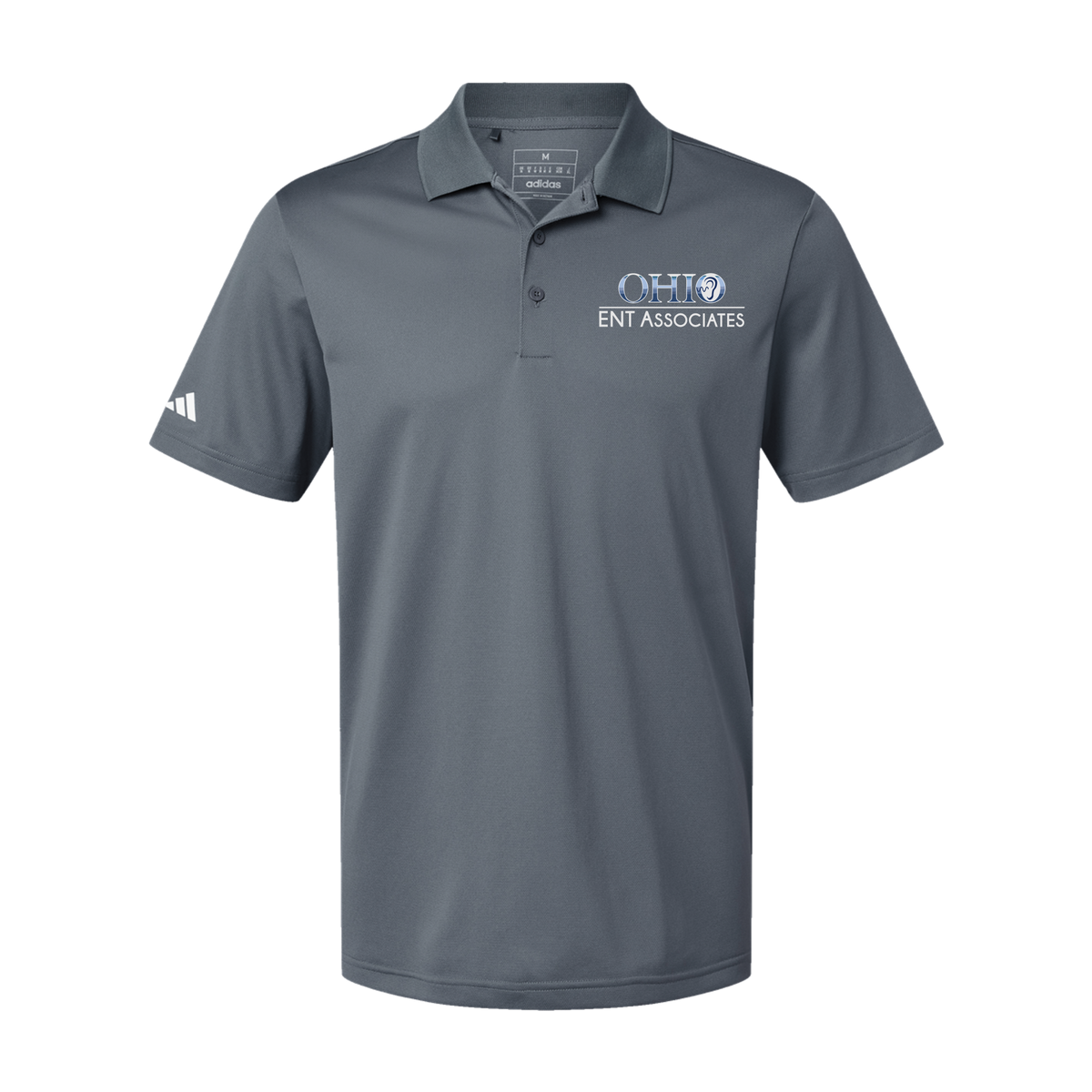 ohioentaudiology-adidas-mens-sport-polo-shirt-embroidery-leftchest-A430-onix-flat-front