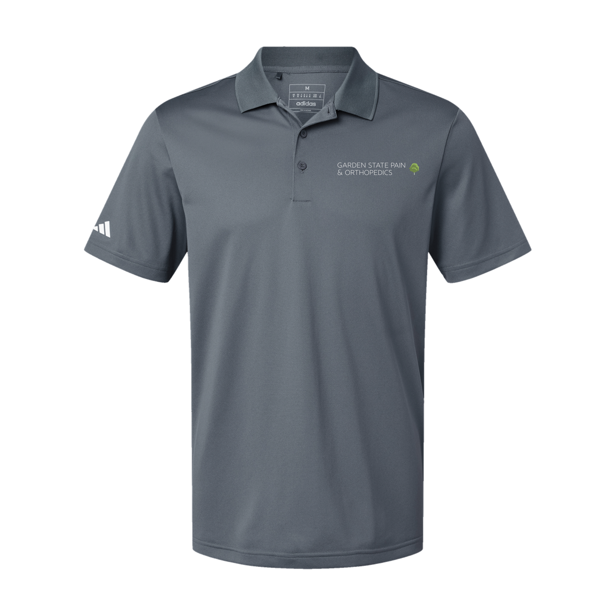gardenstatepain-adidas-mens-sport-polo-shirt-embroidery-leftchest-A430-onix-flat-front