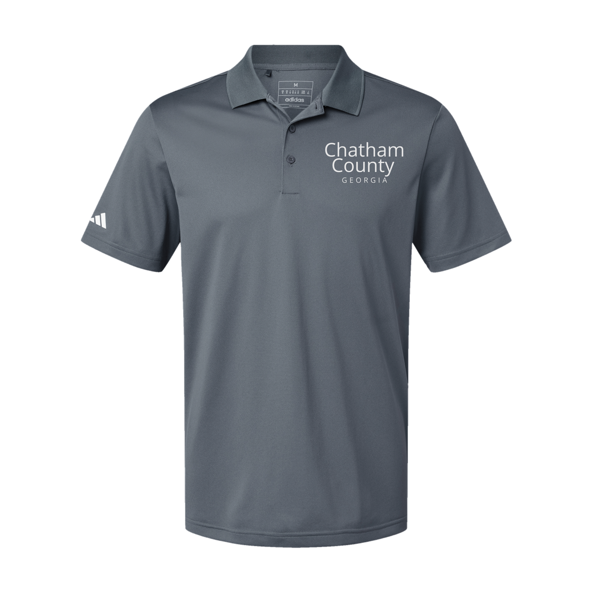 chathamcounty-adidas-mens-sport-polo-shirt-embroidery-leftchest-A430-onix-flat-front