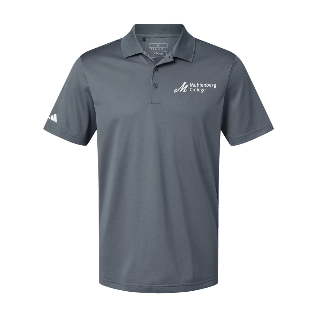 muhlenberg-adidas-mens-sport-polo-shirt-embroidery-leftchest-A430-onix-flat-front