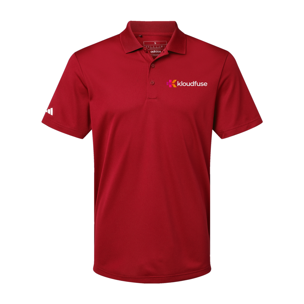 kloudfuse-adidas-mens-sport-polo-shirt-embroidery-leftchest-A430-powerred-flat-front