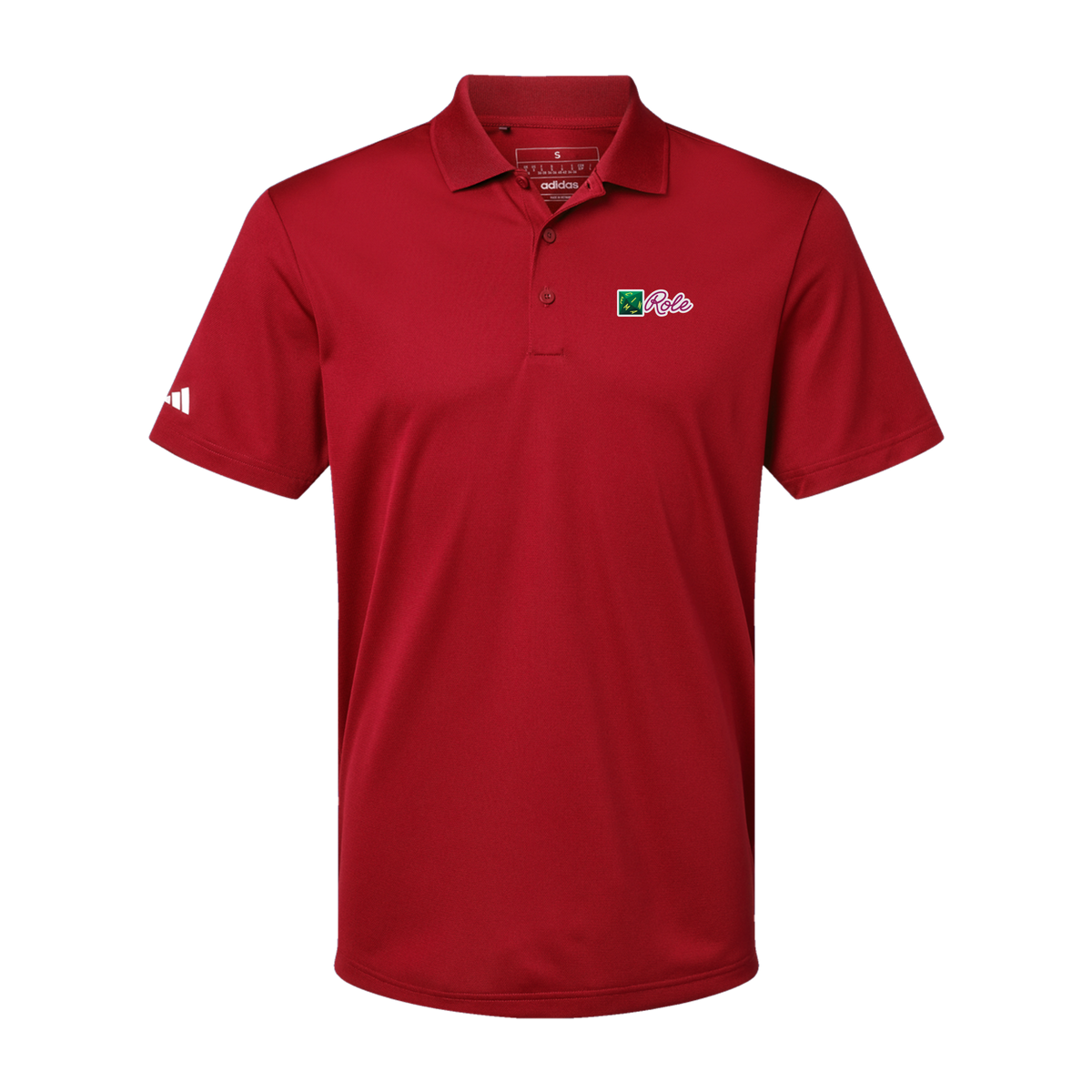 cinemarole-adidas-mens-sport-polo-shirt-embroidery-leftchest-A430-powerred-flat-front