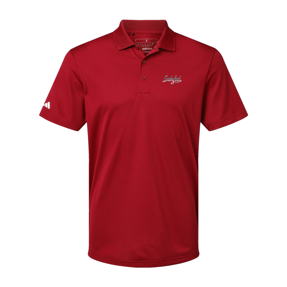 cumberland-adidas-mens-sport-polo-shirt-embroidery-leftchest-A430-powerred-flat-front