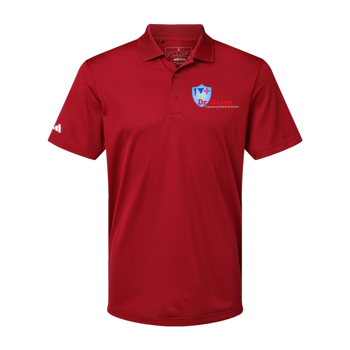 drgalen-adidas-mens-sport-polo-shirt-embroidery-leftchest-A430-powerred-flat-front
