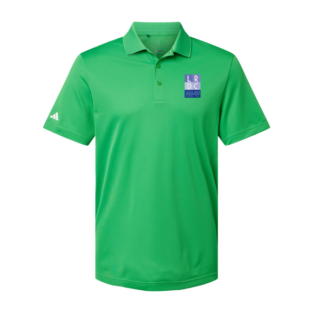 littlerockdermatology-adidas-mens-sport-polo-shirt-embroidery-leftchest-A430-vividgreen-flat-front