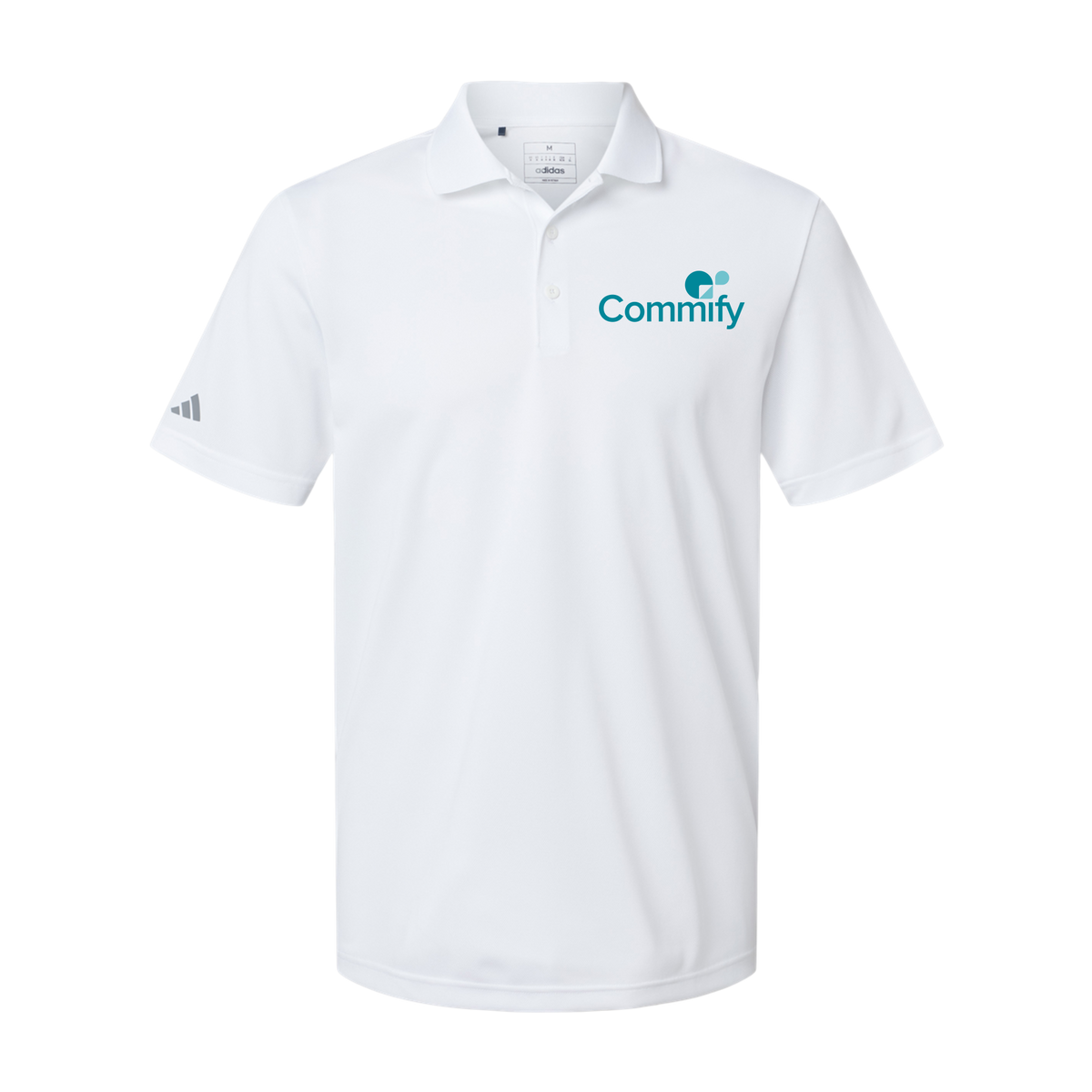 commify-adidas-mens-sport-polo-shirt-embroidery-leftchest-A430-white-flat-front