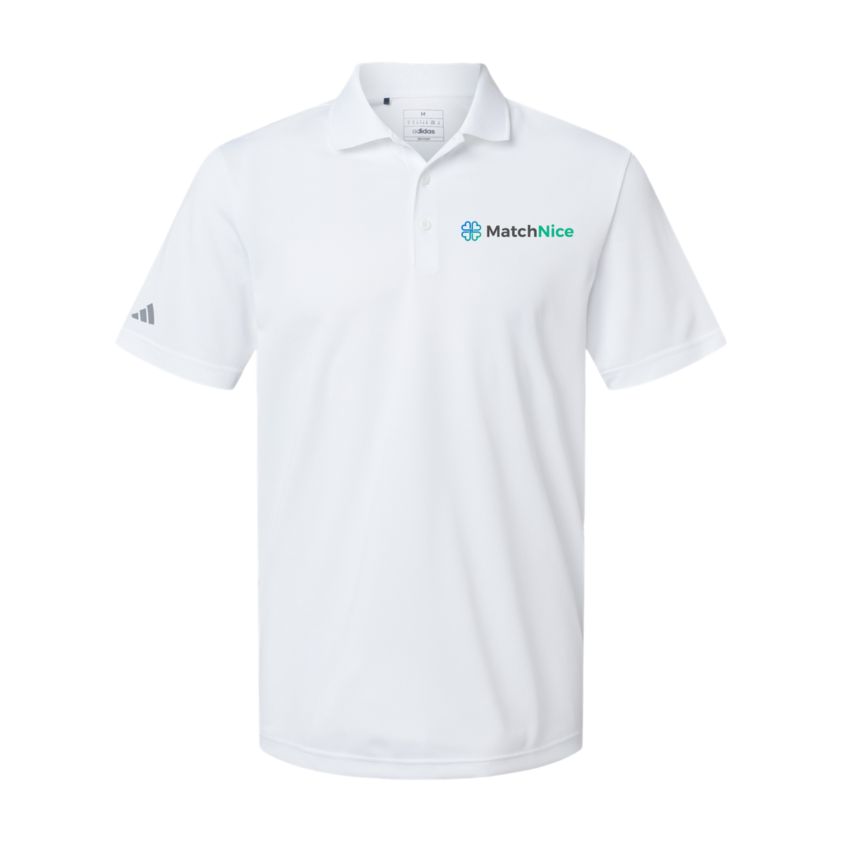 matchnice-adidas-mens-sport-polo-shirt-embroidery-leftchest-A430-white-flat-front