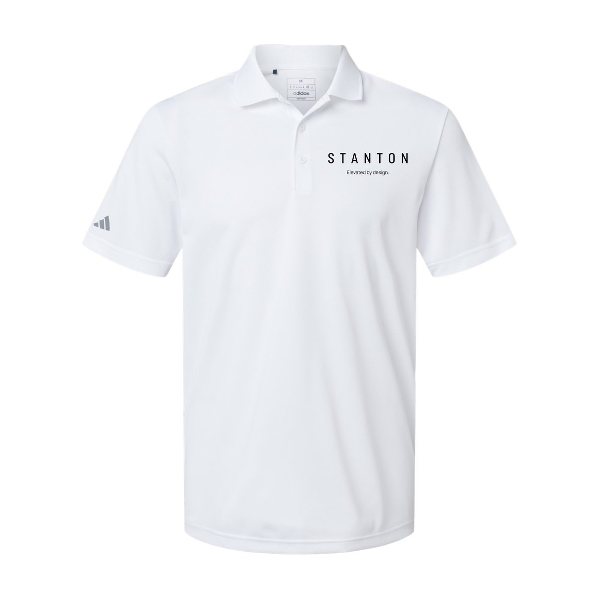 stantoncarpet-adidas-mens-sport-polo-shirt-embroidery-leftchest-A430-white-flat-front