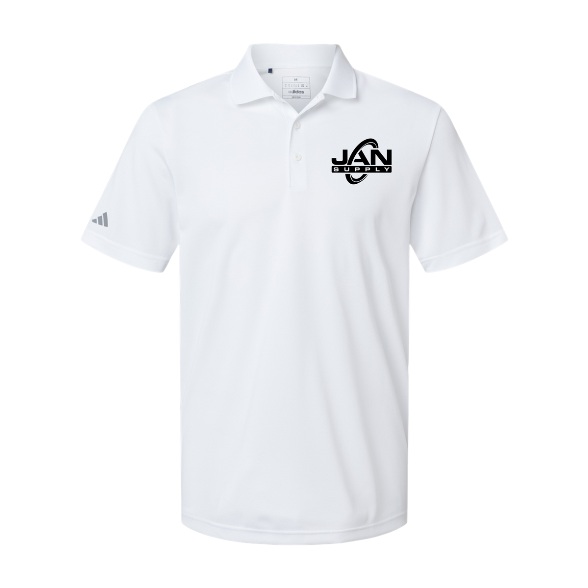 jan-pro-adidas-mens-sport-polo-shirt-embroidery-leftchest-A430-white-flat-front