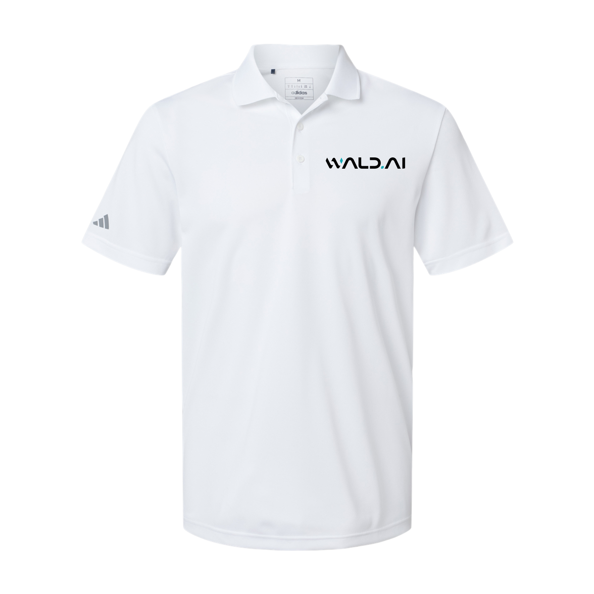 wald-adidas-mens-sport-polo-shirt-embroidery-leftchest-A430-white-flat-front