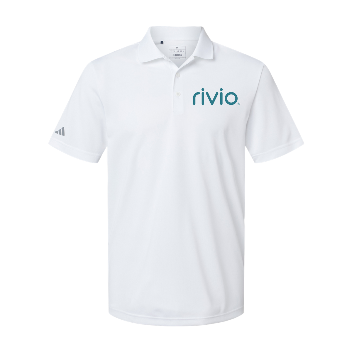 rivio-adidas-mens-sport-polo-shirt-embroidery-leftchest-A430-white-flat-front