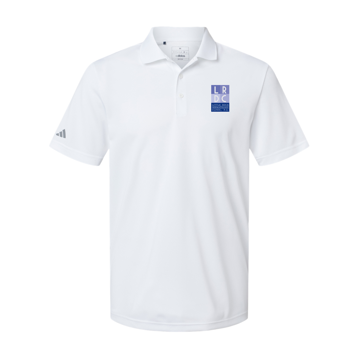 littlerockdermatology-adidas-mens-sport-polo-shirt-embroidery-leftchest-A430-white-flat-front