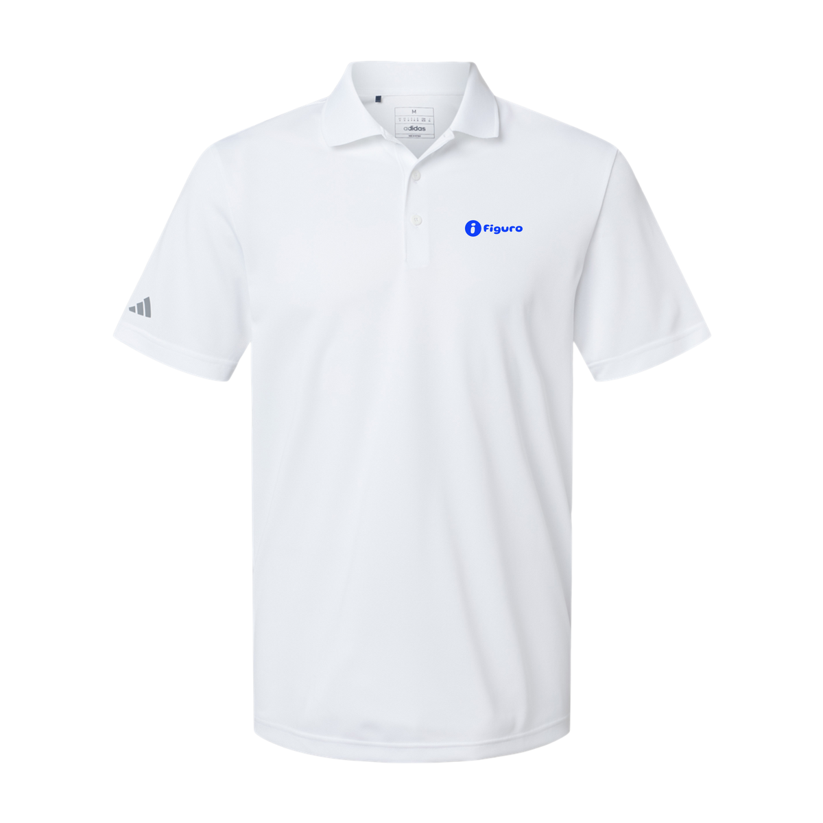 getfiguro-adidas-mens-sport-polo-shirt-embroidery-leftchest-A430-white-flat-front