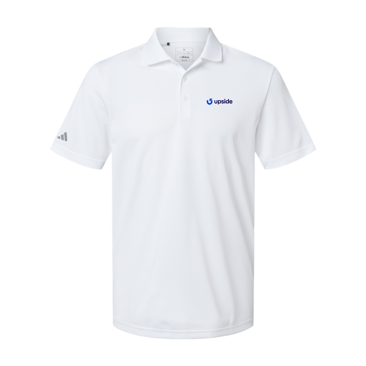 upside-adidas-mens-sport-polo-shirt-embroidery-leftchest-A430-white-flat-front