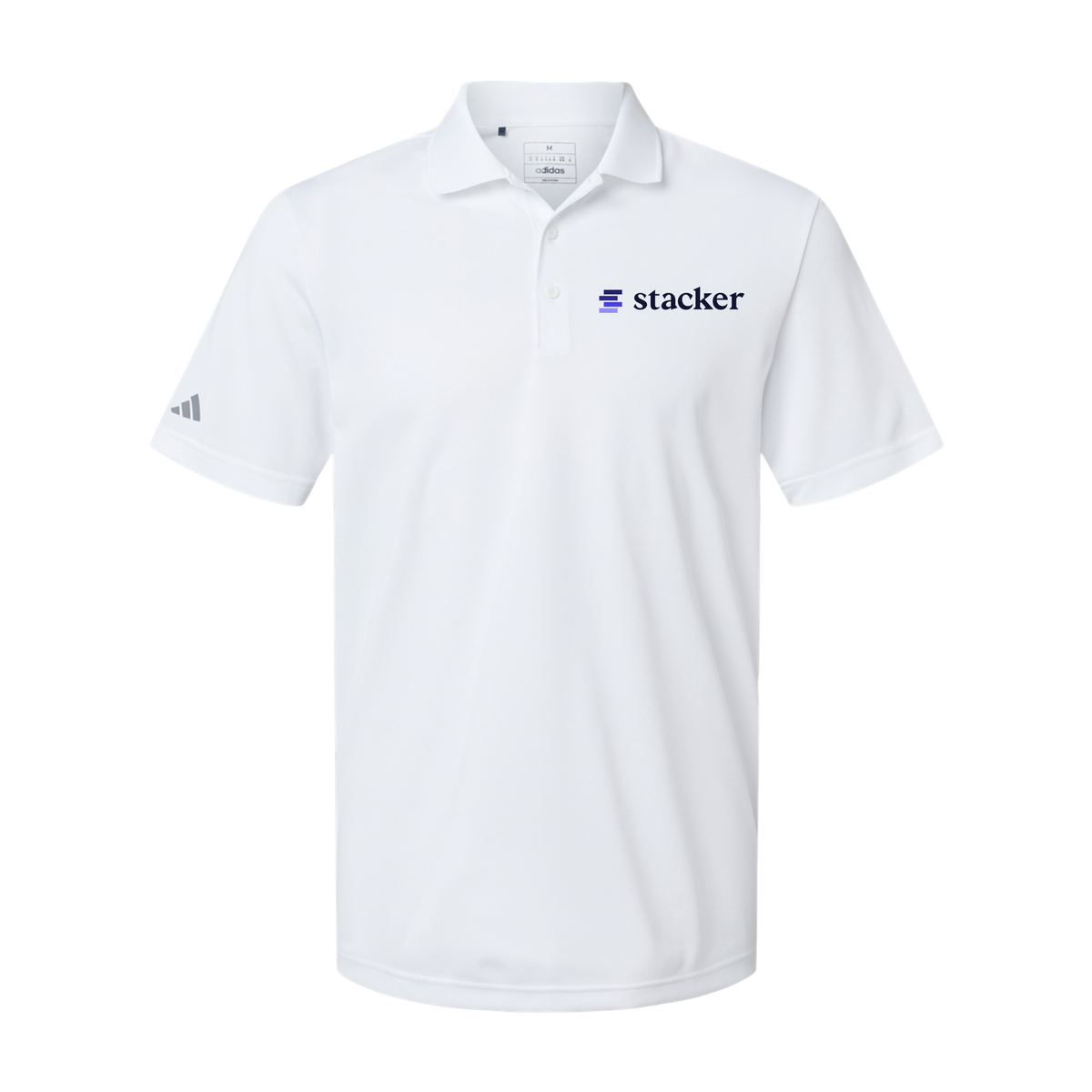 stacker-adidas-mens-sport-polo-shirt-embroidery-leftchest-A430-white-flat-front