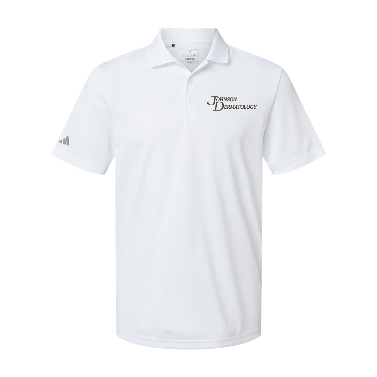 johnsondermatology-adidas-mens-sport-polo-shirt-embroidery-leftchest-A430-white-flat-front