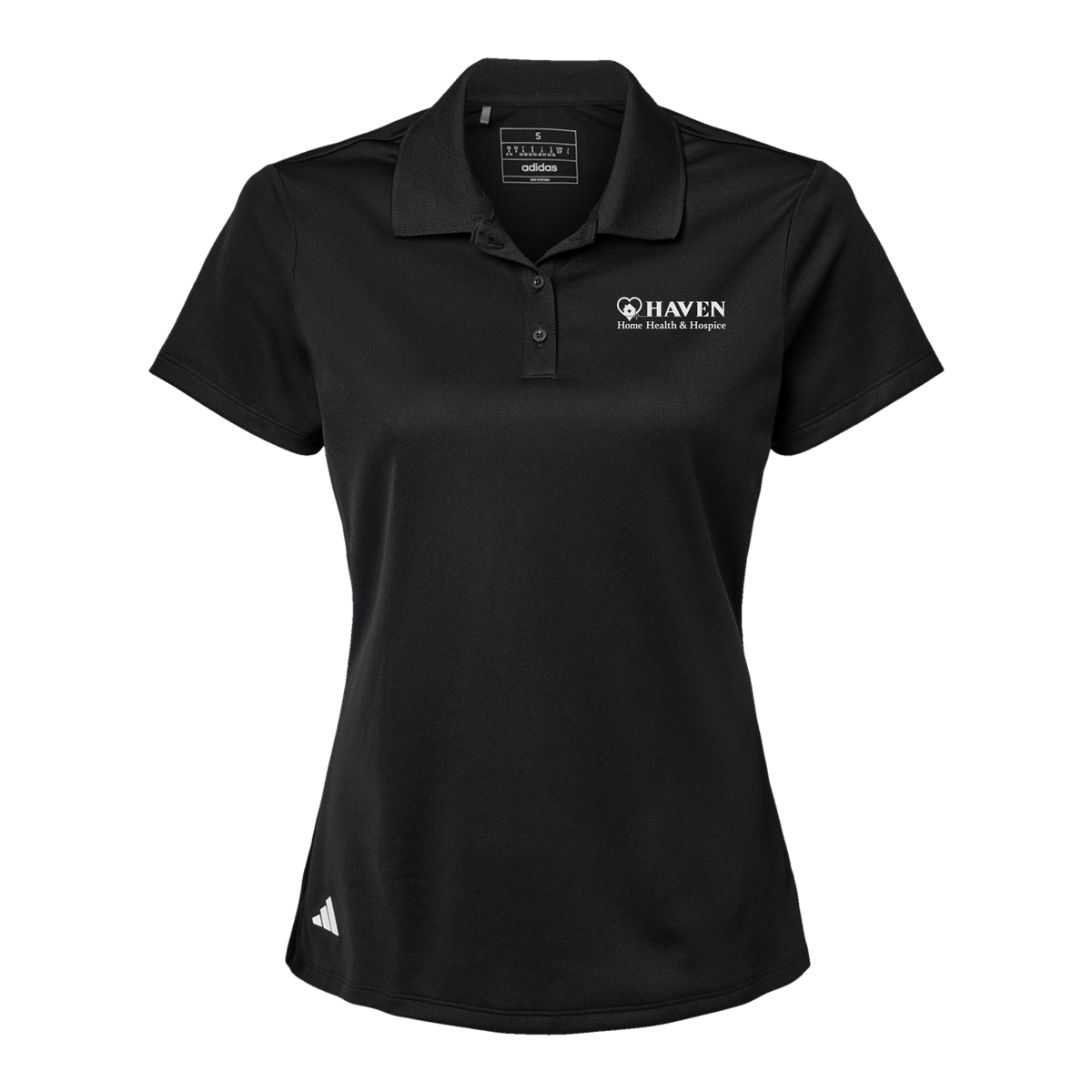 haven-adidas-womens-sport-polo-shirt-embroidery-leftchest-A431-black-flat-front