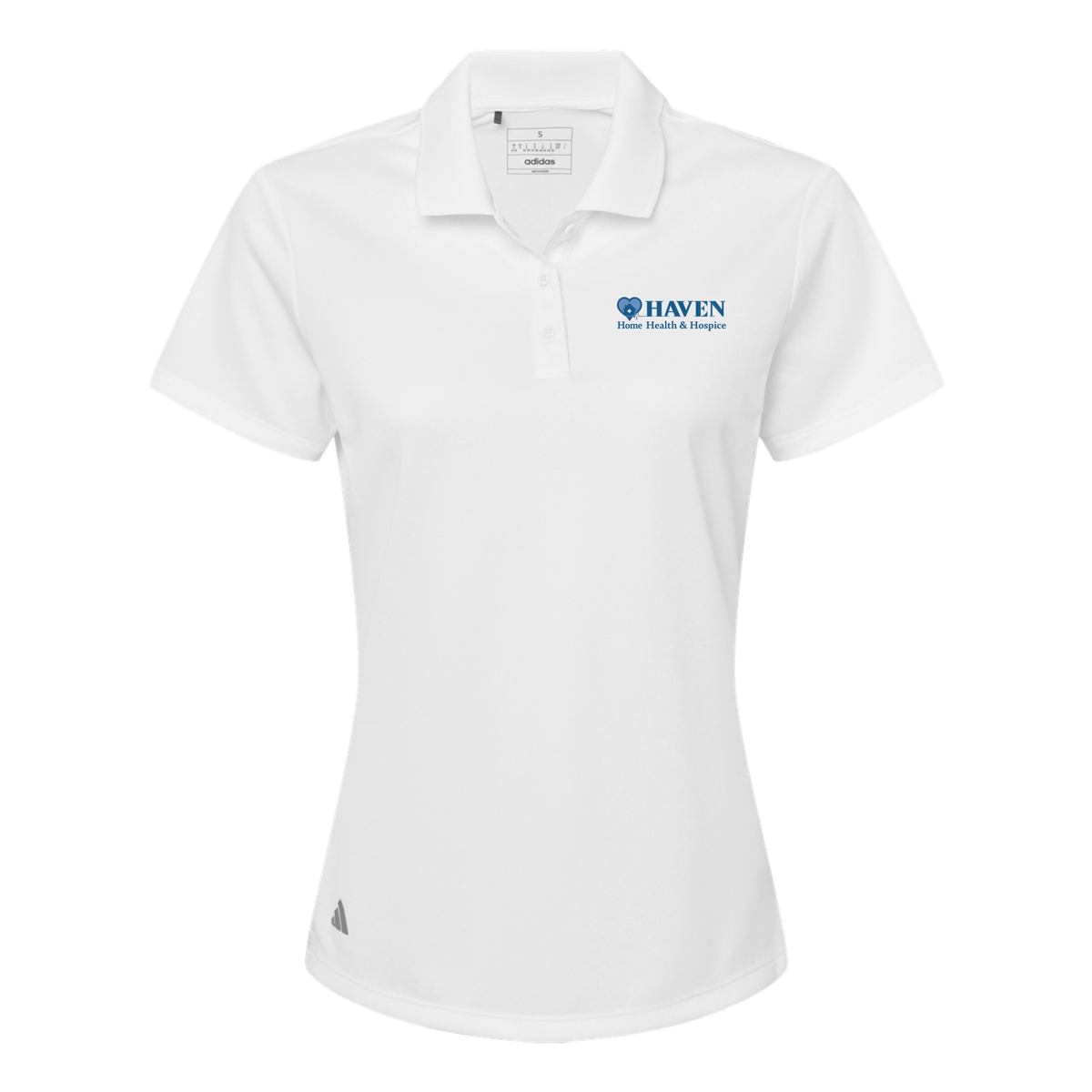 haven-adidas-womens-sport-polo-shirt-embroidery-leftchest-A431-white-flat-front