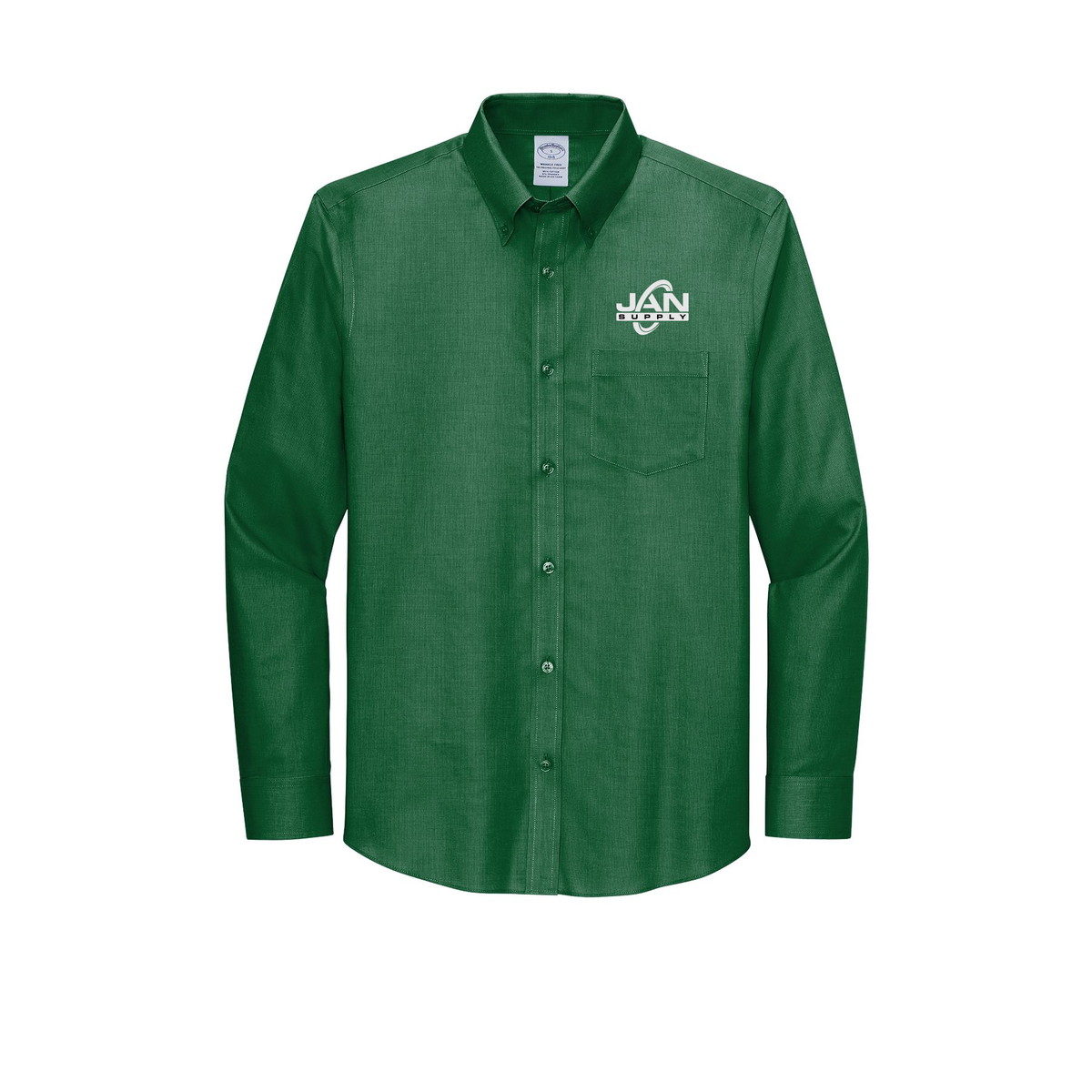 jan-pro-brooks-brothers-wrinkle-free-stretch-nailhead-shirt-embroidery-leftchest-BB18002-clubgreen-flat-front