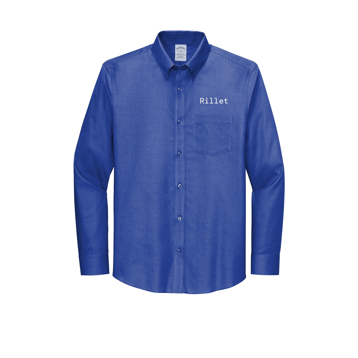 rillet-brooks-brothers-wrinkle-free-stretch-nailhead-shirt-embroidery-leftchest-BB18002-cobaltblue-flat-front