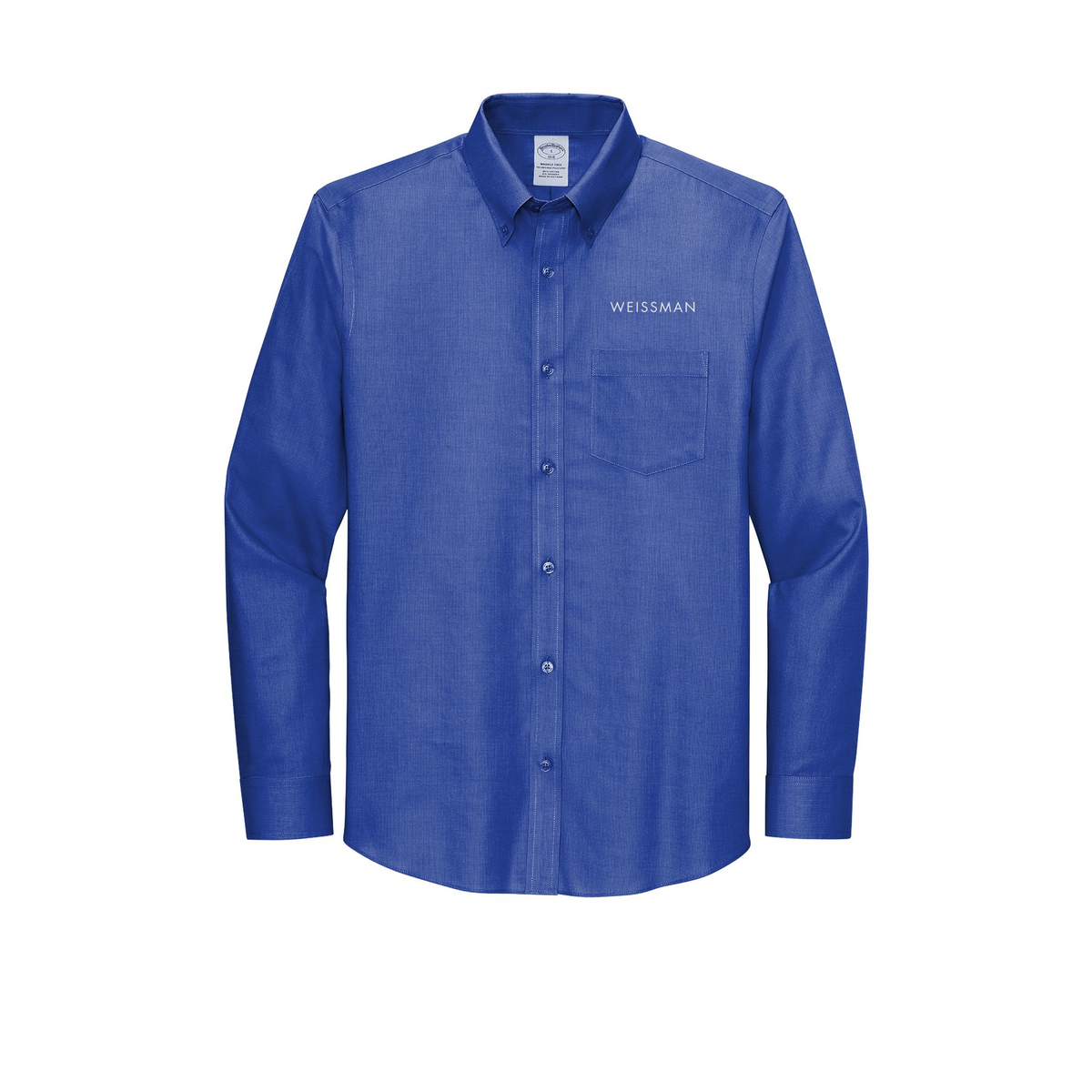 weissmans-brooks-brothers-wrinkle-free-stretch-nailhead-shirt-embroidery-leftchest-BB18002-cobaltblue-flat-front