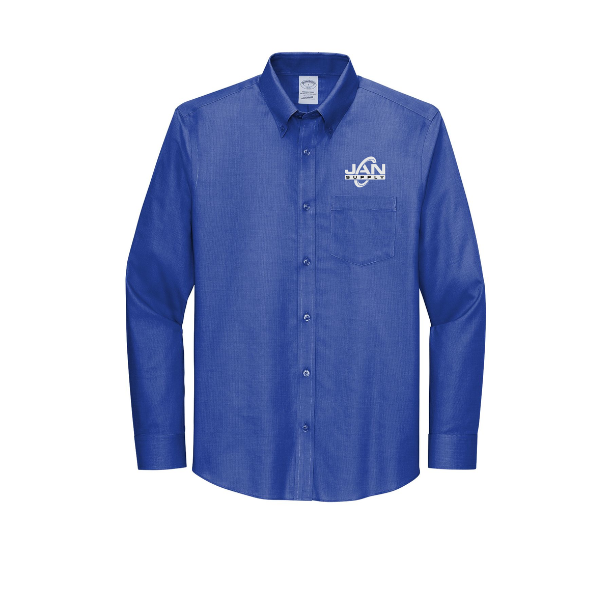 jan-pro-brooks-brothers-wrinkle-free-stretch-nailhead-shirt-embroidery-leftchest-BB18002-cobaltblue-flat-front