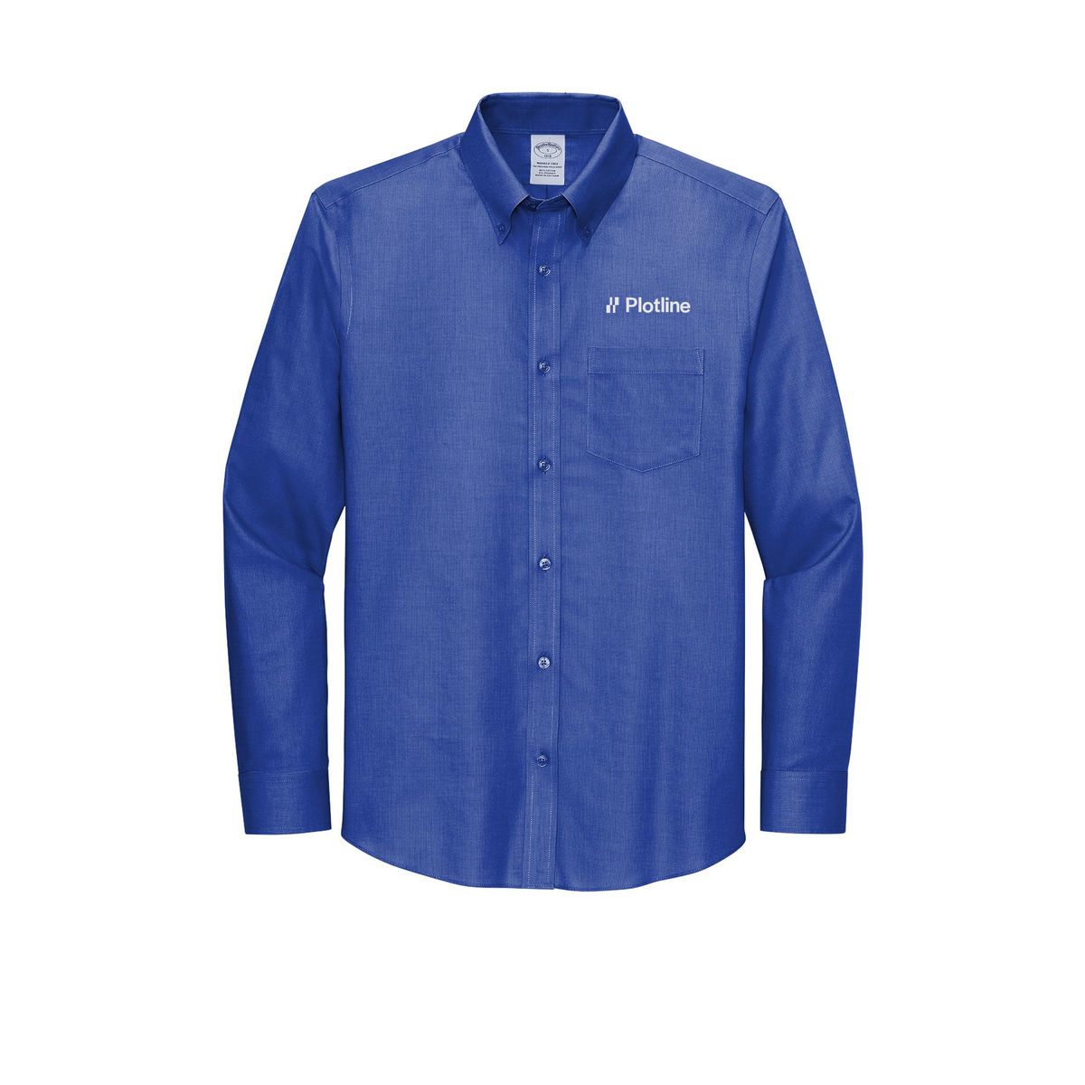 plotline-brooks-brothers-wrinkle-free-stretch-nailhead-shirt-embroidery-leftchest-BB18002-cobaltblue-flat-front