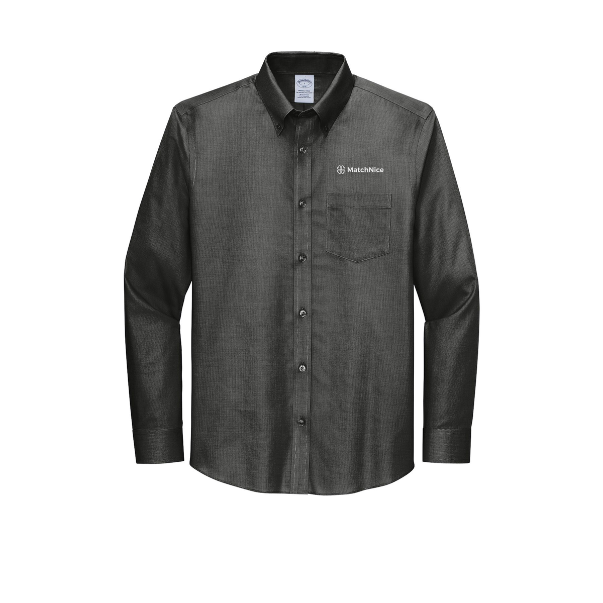 matchnice-brooks-brothers-wrinkle-free-stretch-nailhead-shirt-embroidery-leftchest-BB18002-deepblack-flat-front