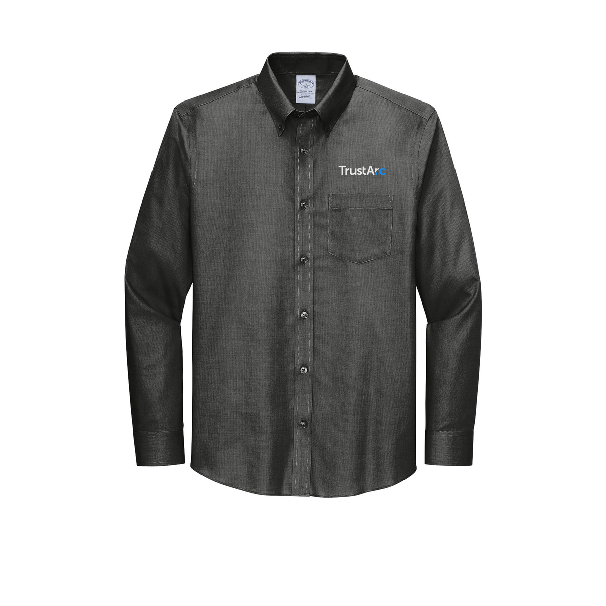 trustarc-brooks-brothers-wrinkle-free-stretch-nailhead-shirt-embroidery-leftchest-BB18002-deepblack-flat-front