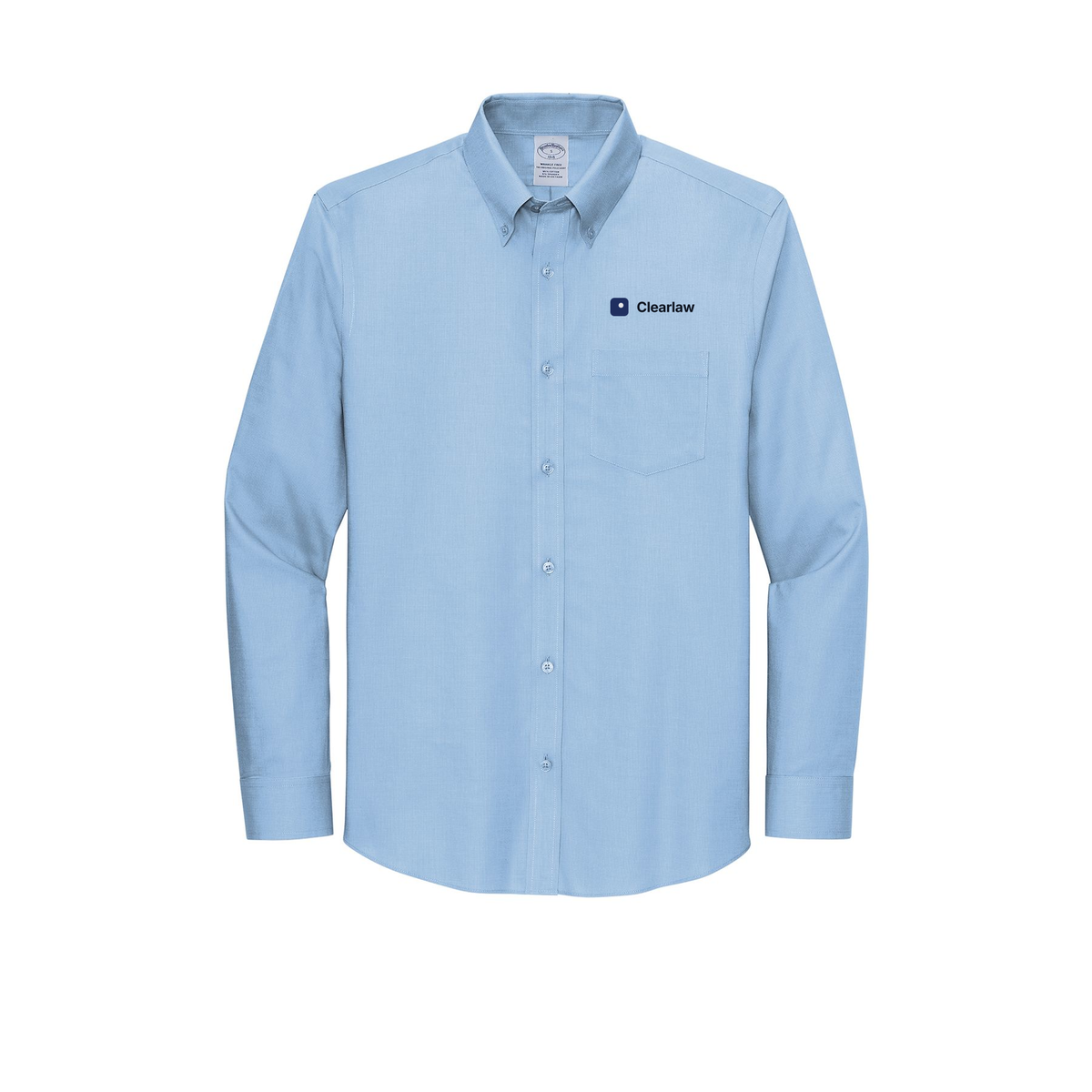 clearlaw-brooks-brothers-wrinkle-free-stretch-nailhead-shirt-embroidery-leftchest-BB18002-newportblue-flat-front