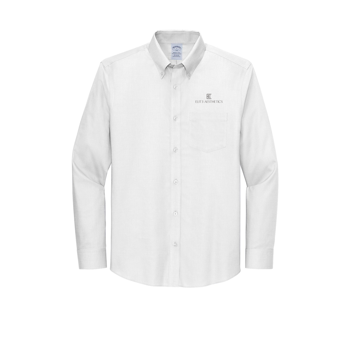 eliteaestheticsnyc-brooks-brothers-wrinkle-free-stretch-nailhead-shirt-embroidery-leftchest-BB18002-white-flat-front