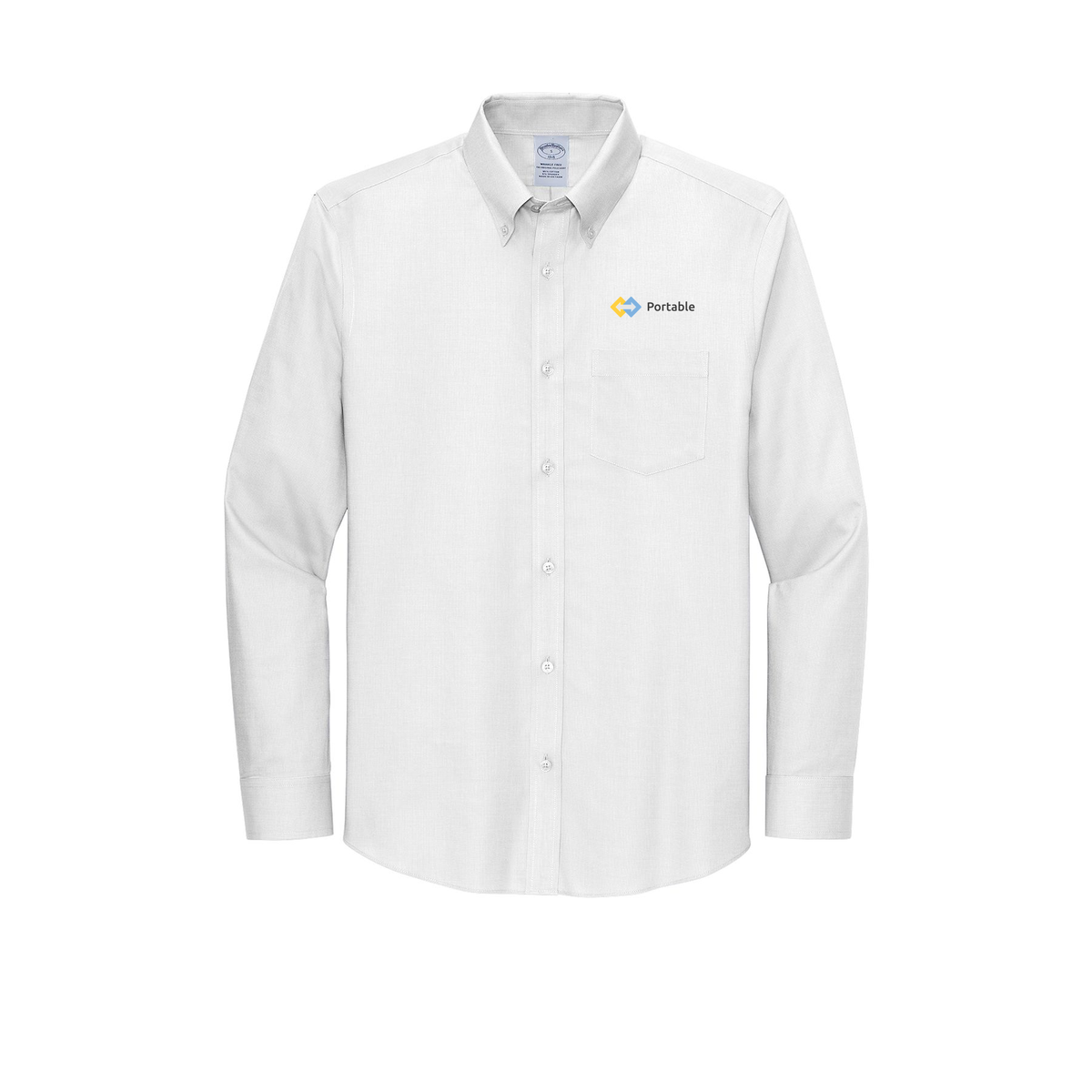 portable-brooks-brothers-wrinkle-free-stretch-nailhead-shirt-embroidery-leftchest-BB18002-white-flat-front