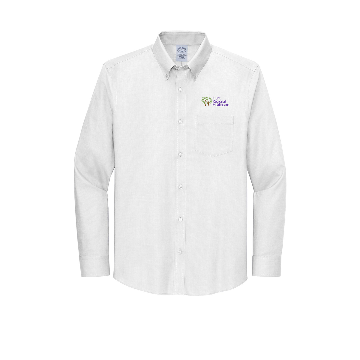 huntregional-brooks-brothers-wrinkle-free-stretch-nailhead-shirt-embroidery-leftchest-BB18002-white-flat-front