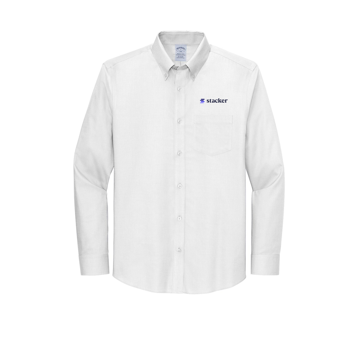 stacker-brooks-brothers-wrinkle-free-stretch-nailhead-shirt-embroidery-leftchest-BB18002-white-flat-front