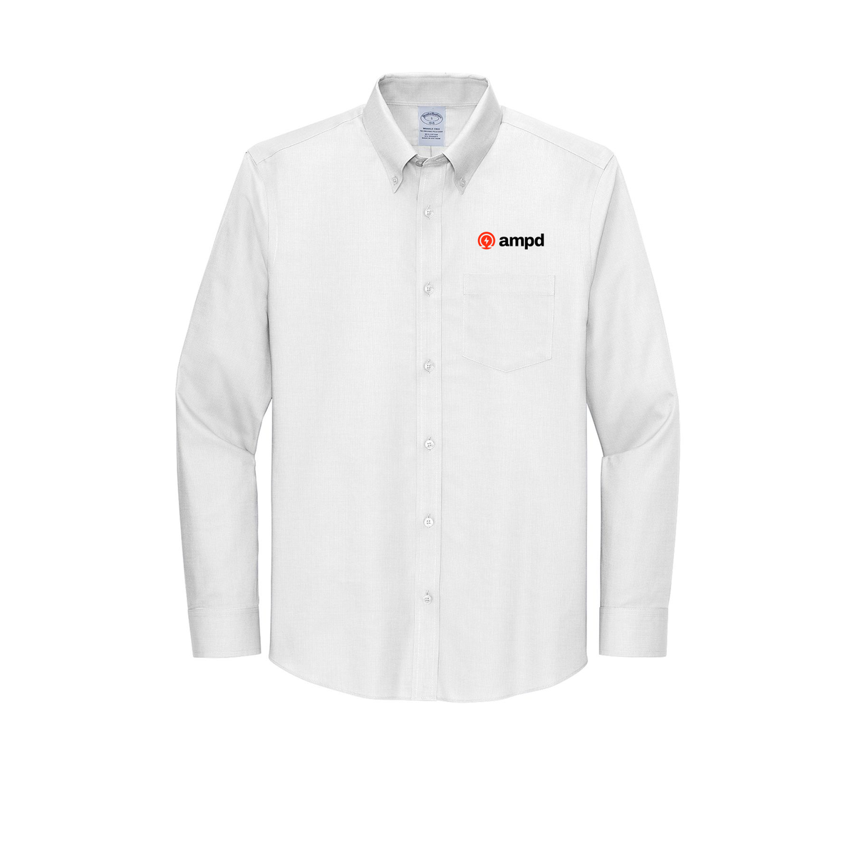ampd-brooks-brothers-wrinkle-free-stretch-nailhead-shirt-embroidery-leftchest-BB18002-white-flat-front