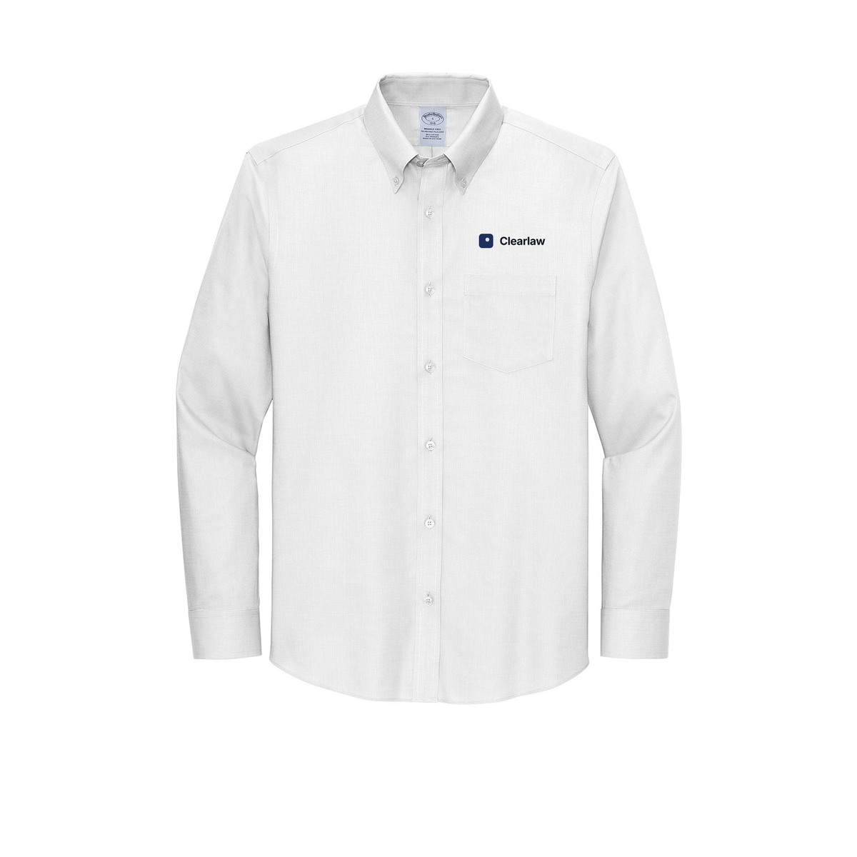 clearlaw-brooks-brothers-wrinkle-free-stretch-nailhead-shirt-embroidery-leftchest-BB18002-white-flat-front