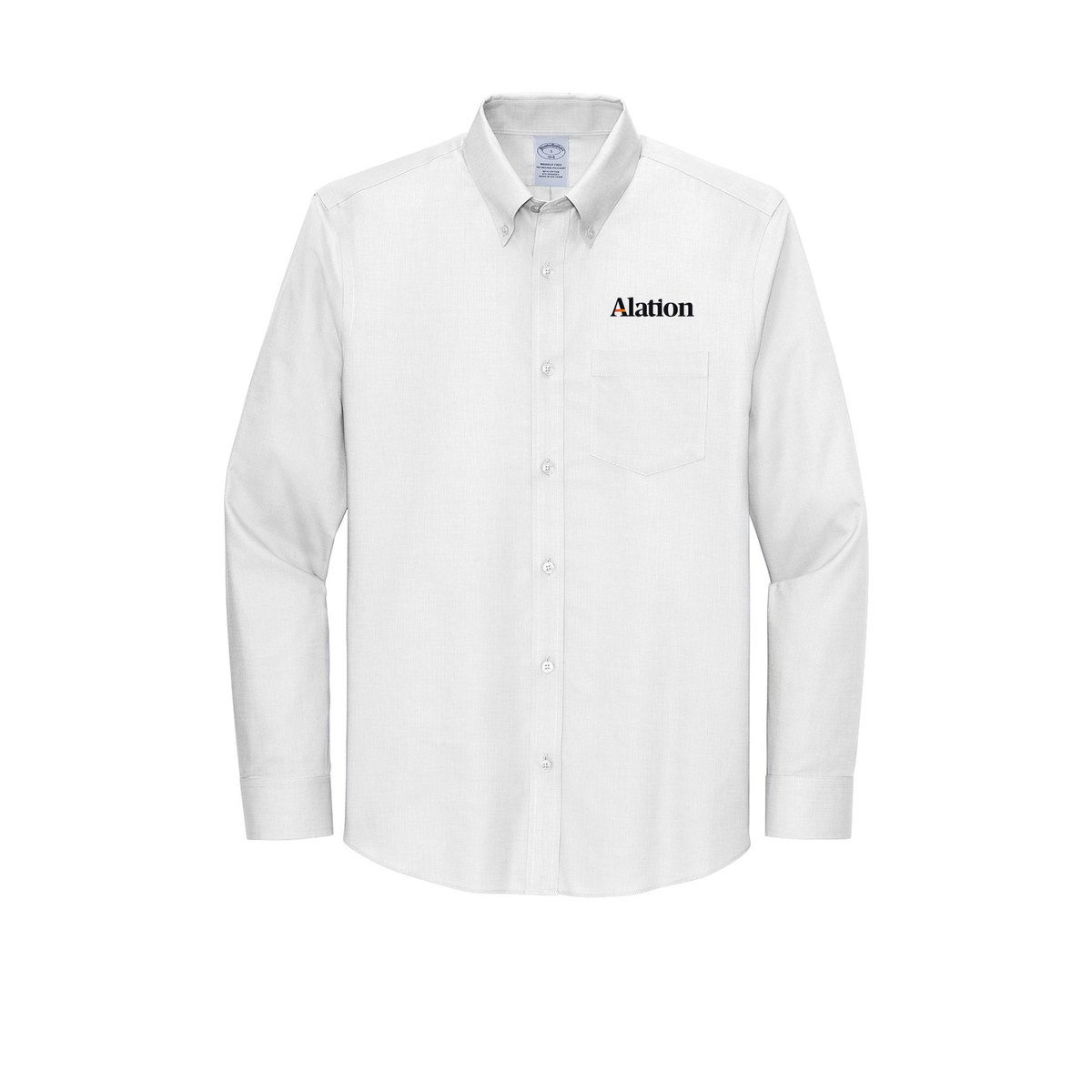 alation-brooks-brothers-wrinkle-free-stretch-nailhead-shirt-embroidery-leftchest-BB18002-white-flat-front