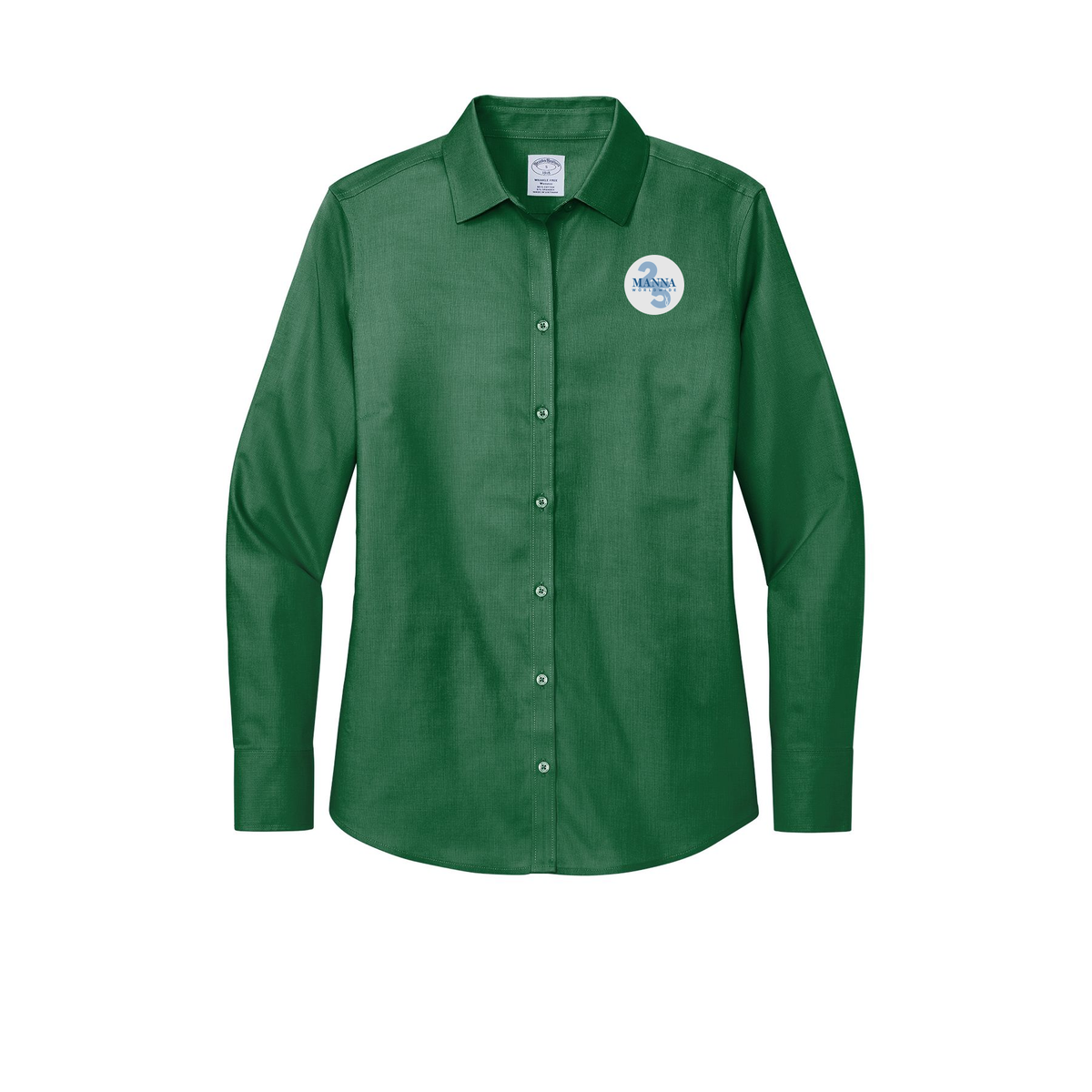 mannaworldwide-brooks-brothers-womens-wrinkle-free-stretch-nailhead-shirt-embroidery-leftchest-BB18003-clubgreen-flat-front