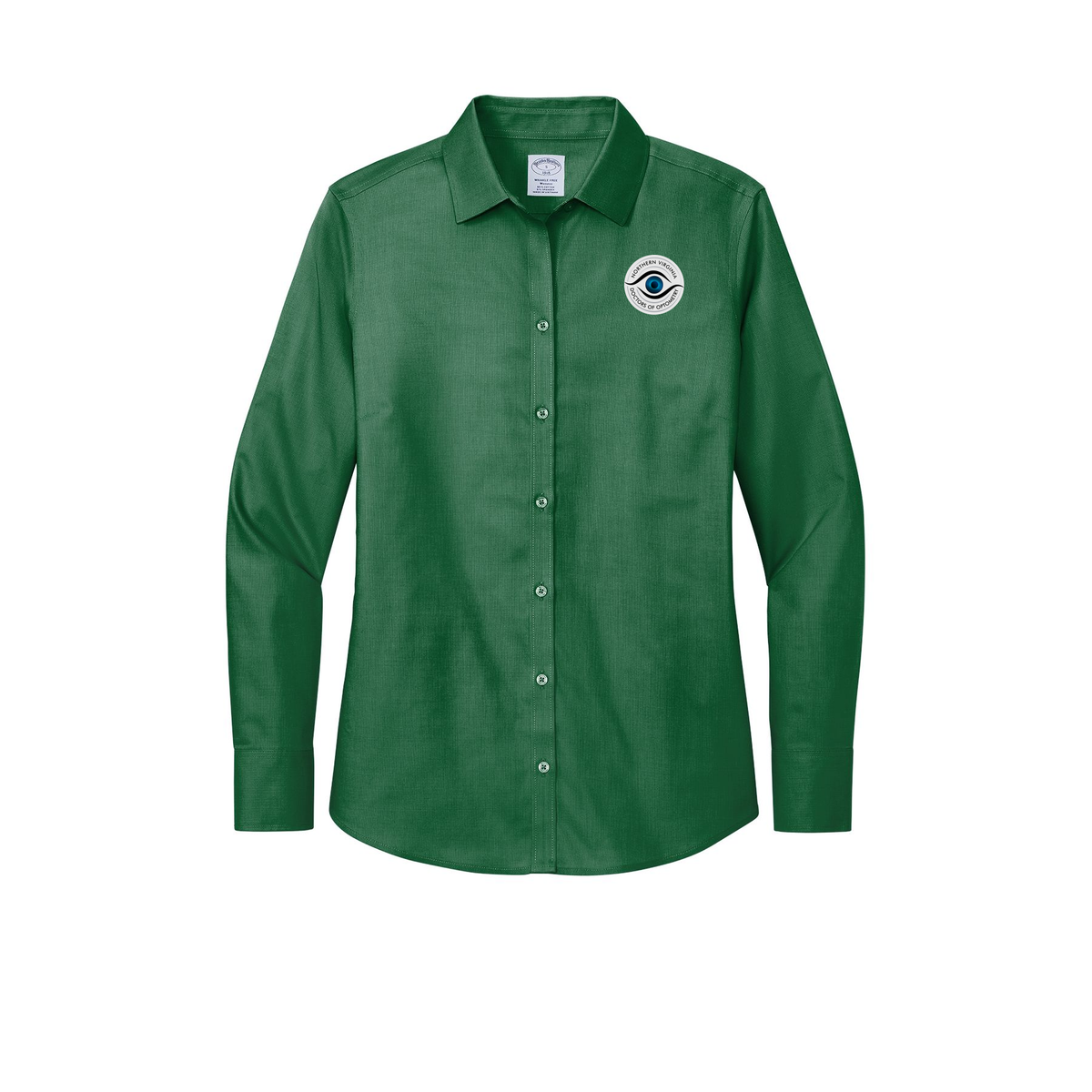novaeyedocs-brooks-brothers-womens-wrinkle-free-stretch-nailhead-shirt-embroidery-leftchest-BB18003-clubgreen-flat-front