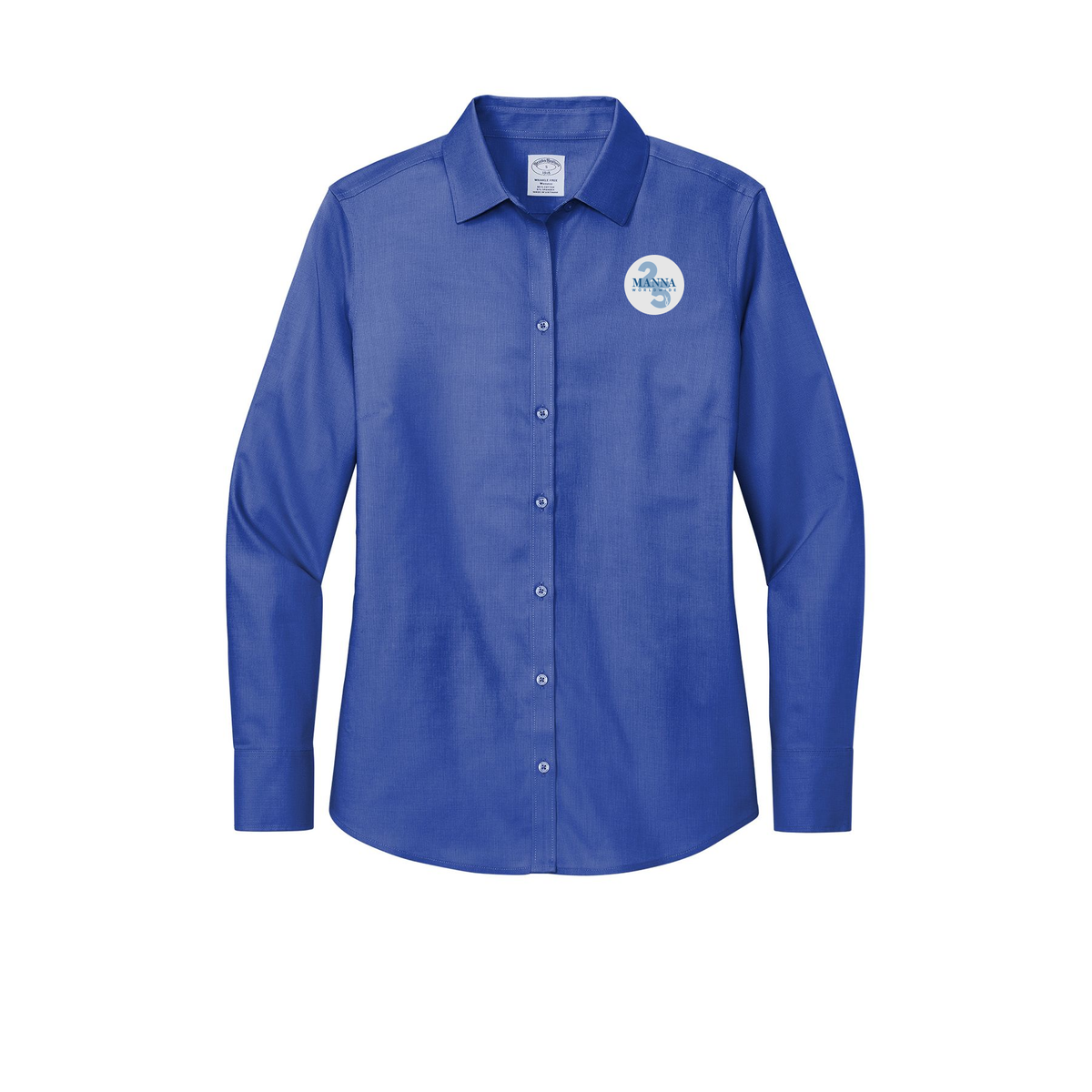 mannaworldwide-brooks-brothers-womens-wrinkle-free-stretch-nailhead-shirt-embroidery-leftchest-BB18003-cobaltblue-flat-front