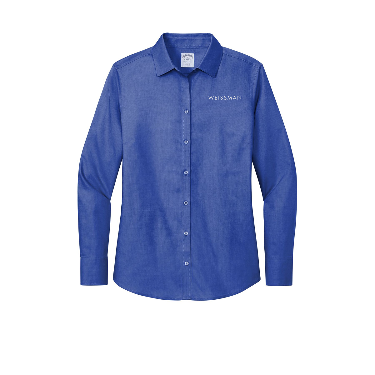 weissmans-brooks-brothers-womens-wrinkle-free-stretch-nailhead-shirt-embroidery-leftchest-BB18003-cobaltblue-flat-front